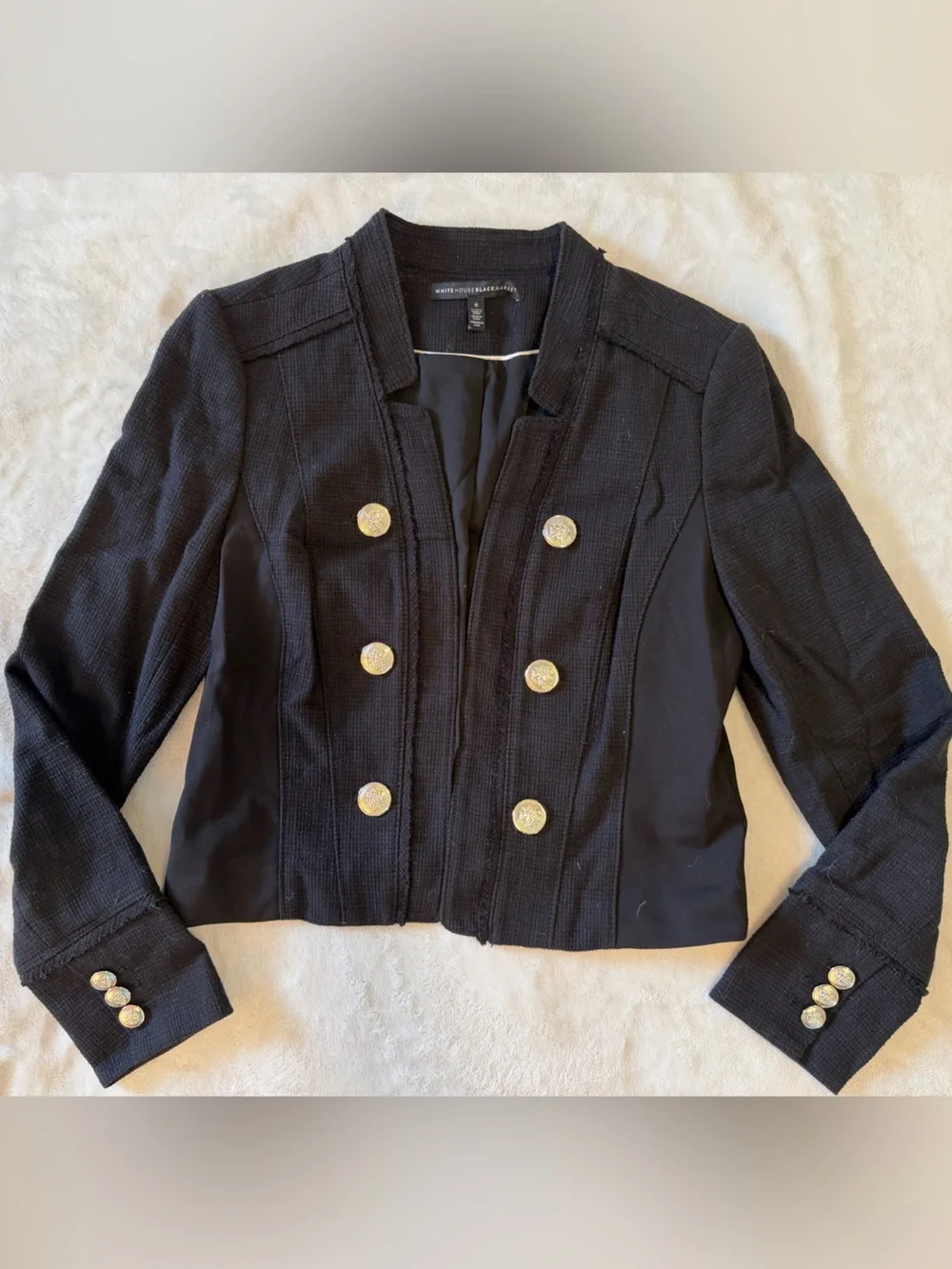 White House Black Market Black Double-Breasted Blazer with Gold Buttons - Picture 1 of 7